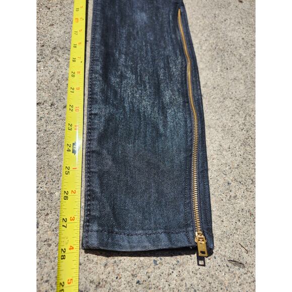 Serfontaine Black Fox Peg Leg Skinny Jeans 27 w/ Zipper W36683BLK Grunge Goth - Picture 2 of 8